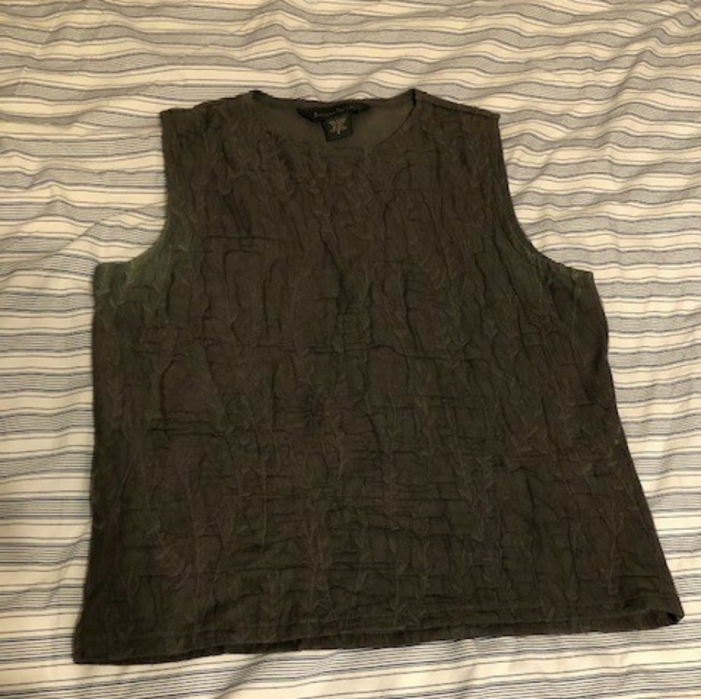 Banana Republic Tank Top | Olive Green Tunic Tank Decorative Embroided Top